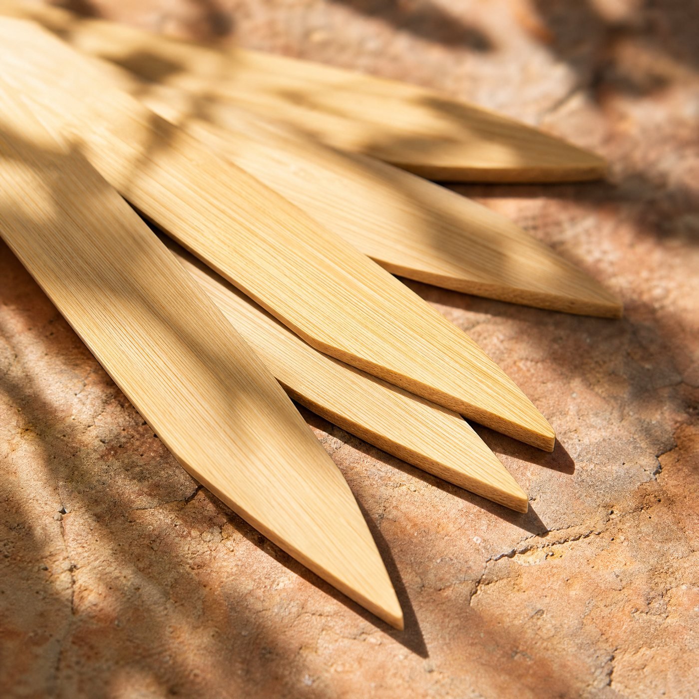 Bamboo Plant Markers, Pack of 50 — detail of the bamboo grain and the pointed tip