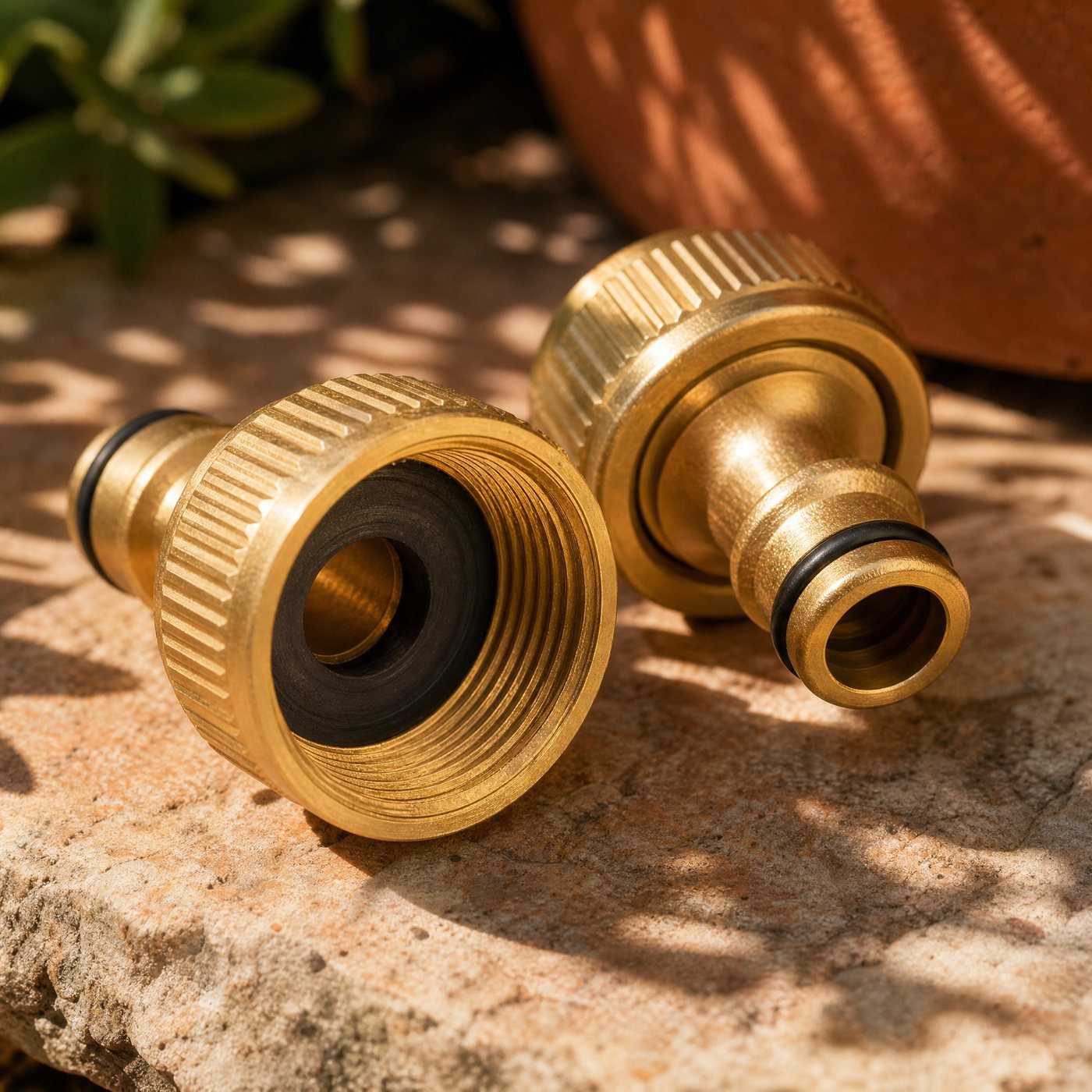 Tap Connector Set, G1/2 & G3/4 — detail of the internal thread and rubber washer
